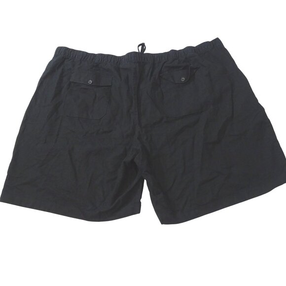Oak Hill Men Black Casual Drawstring Shorts Elastic Waist Size 5XL Linen Blend - Picture 3 of 12